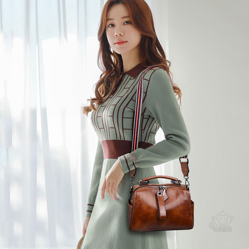 [オフィシャル] 牛革ショルダーバッグ、おしゃれなコンパクトスタイル、キレイでシンプルな色合い、色つやがいい、手触りがいい、クラシック、手入れしやすい【着払い】