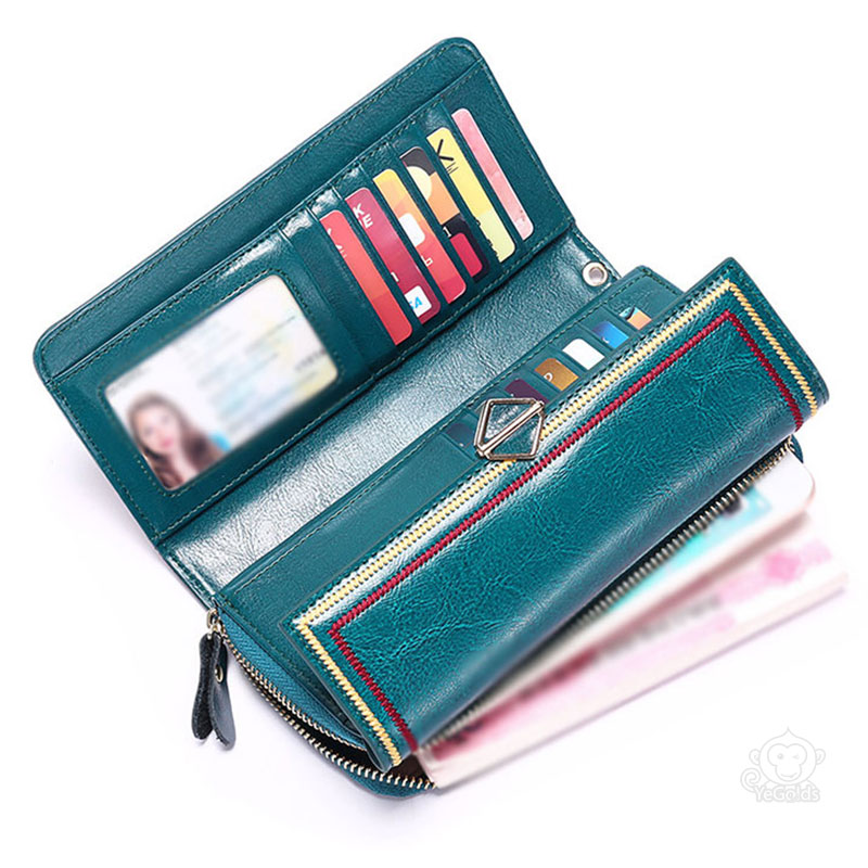 [オフィシャル] ワックス牛革長財布、2色ワックス牛革、上品な光沢感　手触りが良い　耐久性に優れている　清潔しやすい、スマホお収納できる財布！【着払い】【二点目は4000円だけ】