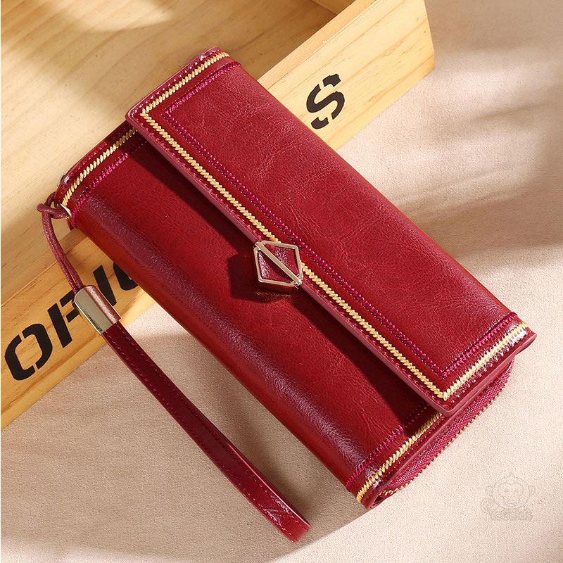 [オフィシャル] ワックス牛革長財布、2色ワックス牛革、上品な光沢感　手触りが良い　耐久性に優れている　清潔しやすい、スマホお収納できる財布！【着払い】【二点目は4000円だけ】